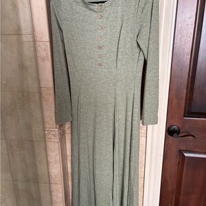 Elegant Green Long Sleeve Dress
